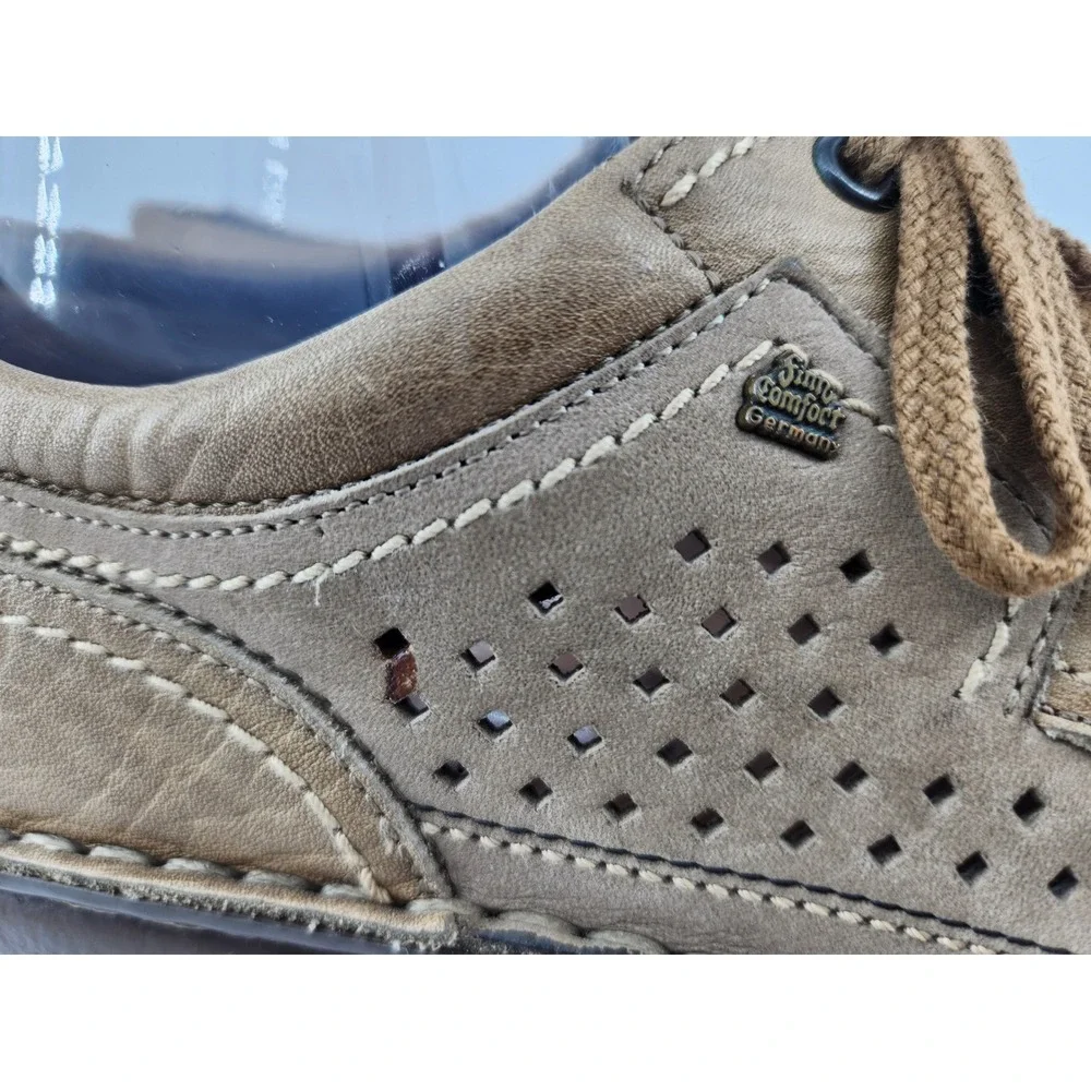 Finn Comfort Baden Perforated Leather Lace Up Shoes Womens 39 US 8.5 Tan Germany